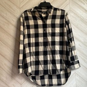 Madewell plaid flannel shirt black white check XXS